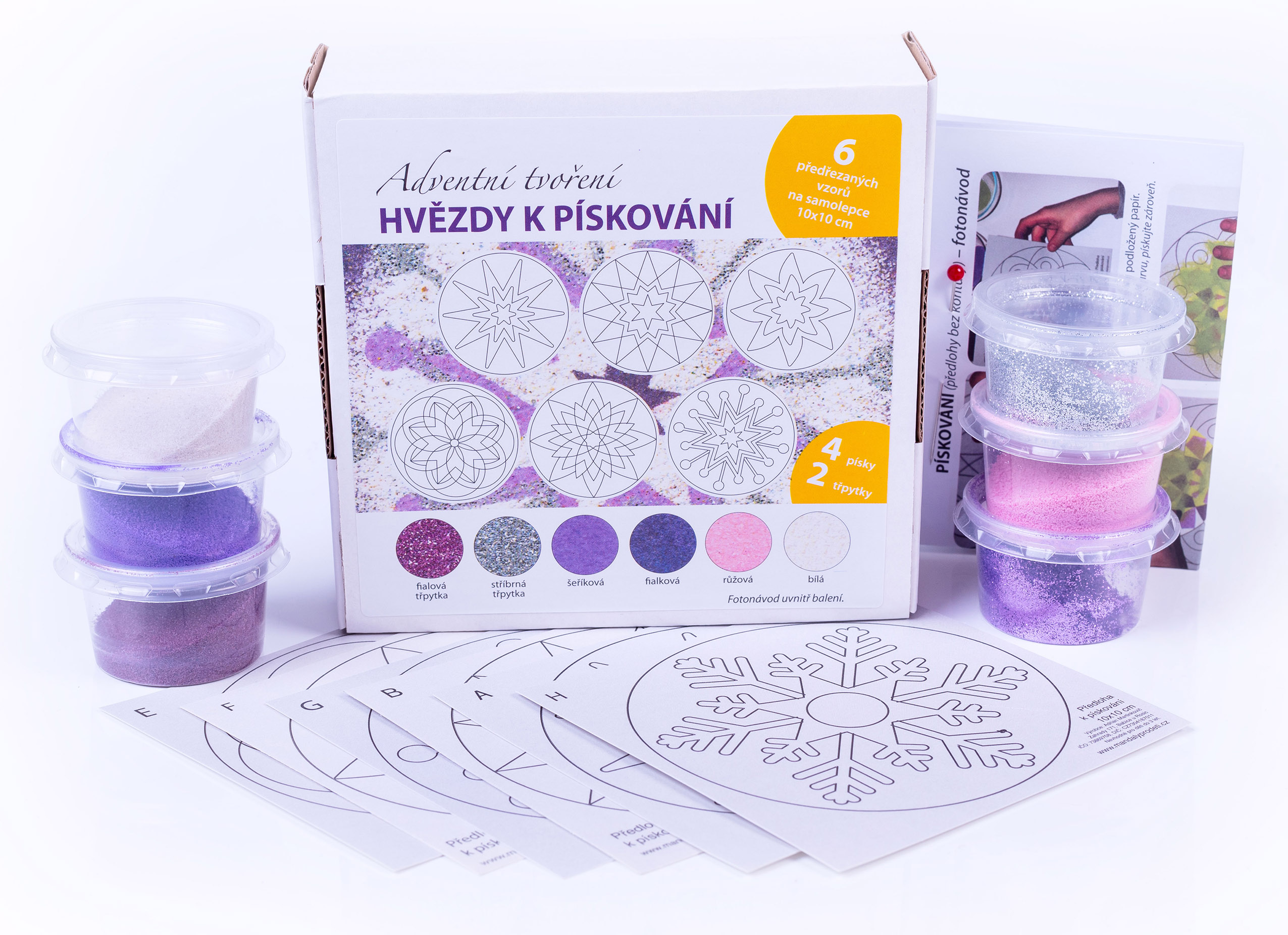 sada Vánoční HVĚZDY – FIALOVÉ / 10x10 cm