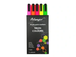 Akrylové popisovače s jemným hrotem - neonové - 5 ks
