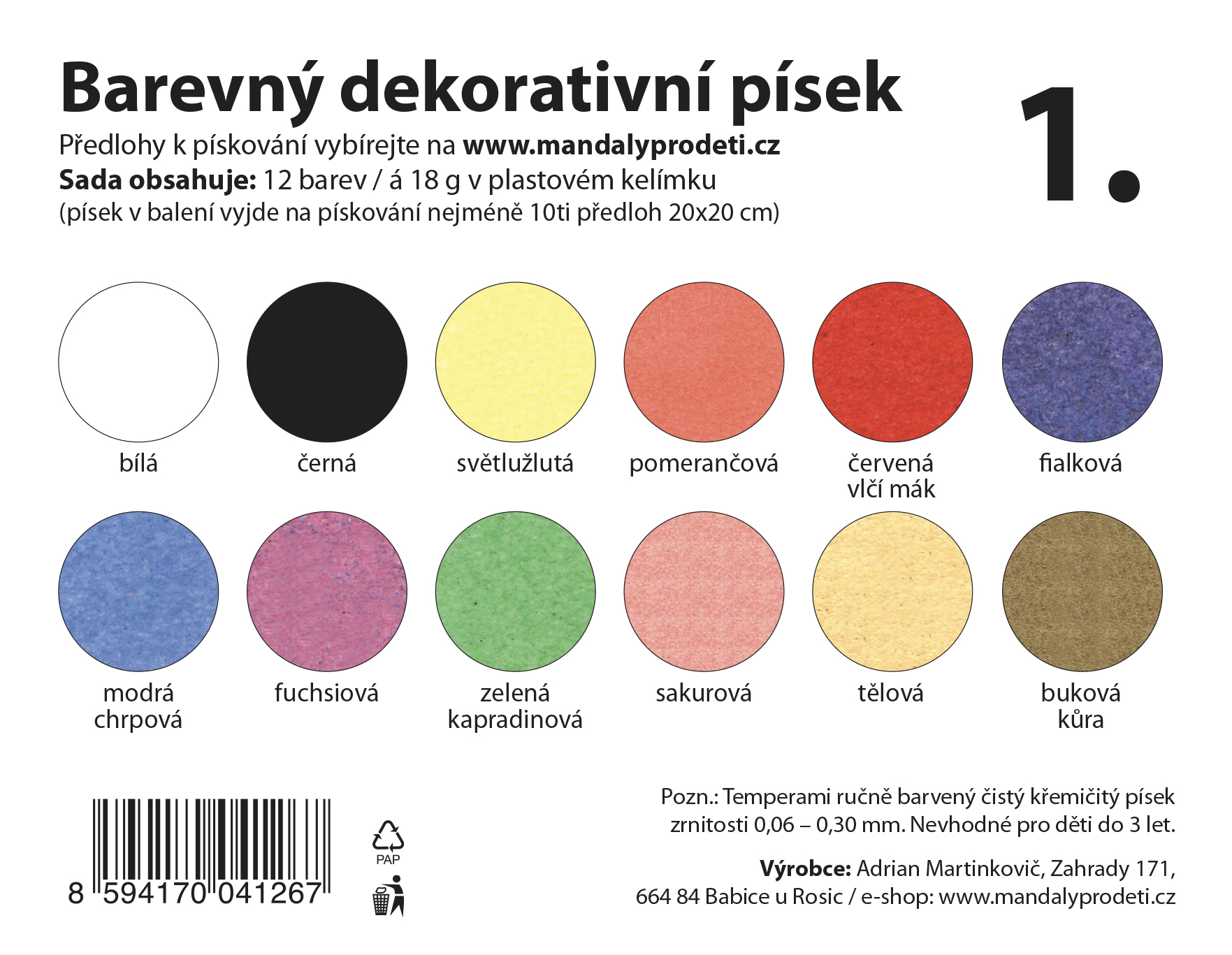 sada písků 1. / 12 barev
