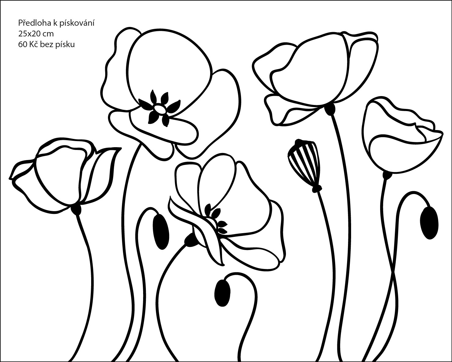 sada TULIPÁNY, VLČÍ MÁKY, PAPOUŠEK, MOTÝL se skleněnými klipy