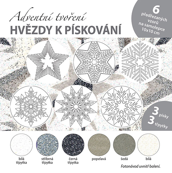 sada Vánoční HVĚZDY – STŘÍBRNÉ / 10x10 cm
