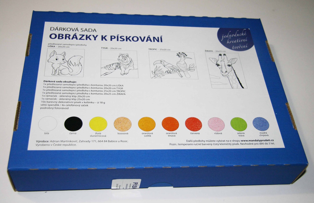 sada ŽIRAFA, TROPIC, TYGR, LIŠKA se skleněnými klipy