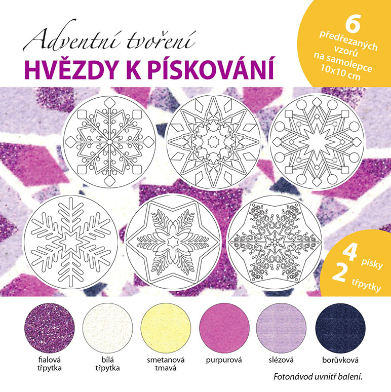 sada Vánoční HVĚZDY – FIALOVORŮŽOVÉ /10x10 cm