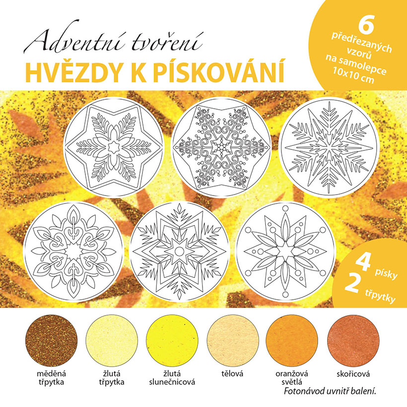sada Vánoční HVĚZDY – ZLATOŽLUTÉ /10x10 cm