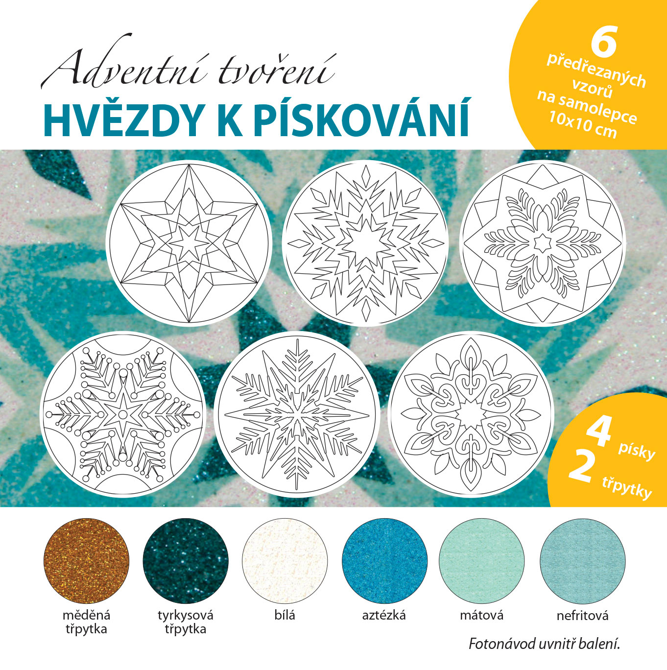 sada Vánoční HVĚZDY – TYRKYSOVÉ / 10x10 cm