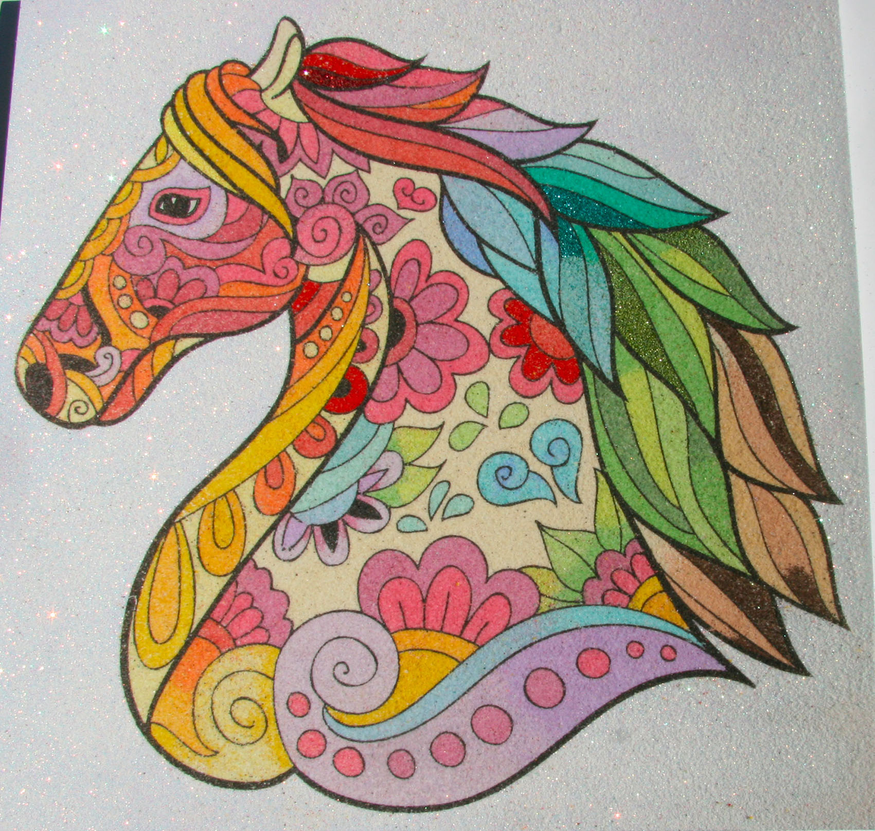 KŮŇ zentangle I. / 20x20 cm
