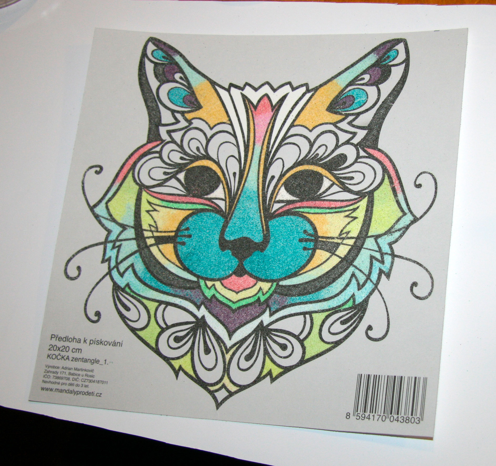 KOČKA zentangle / 20x20 cm