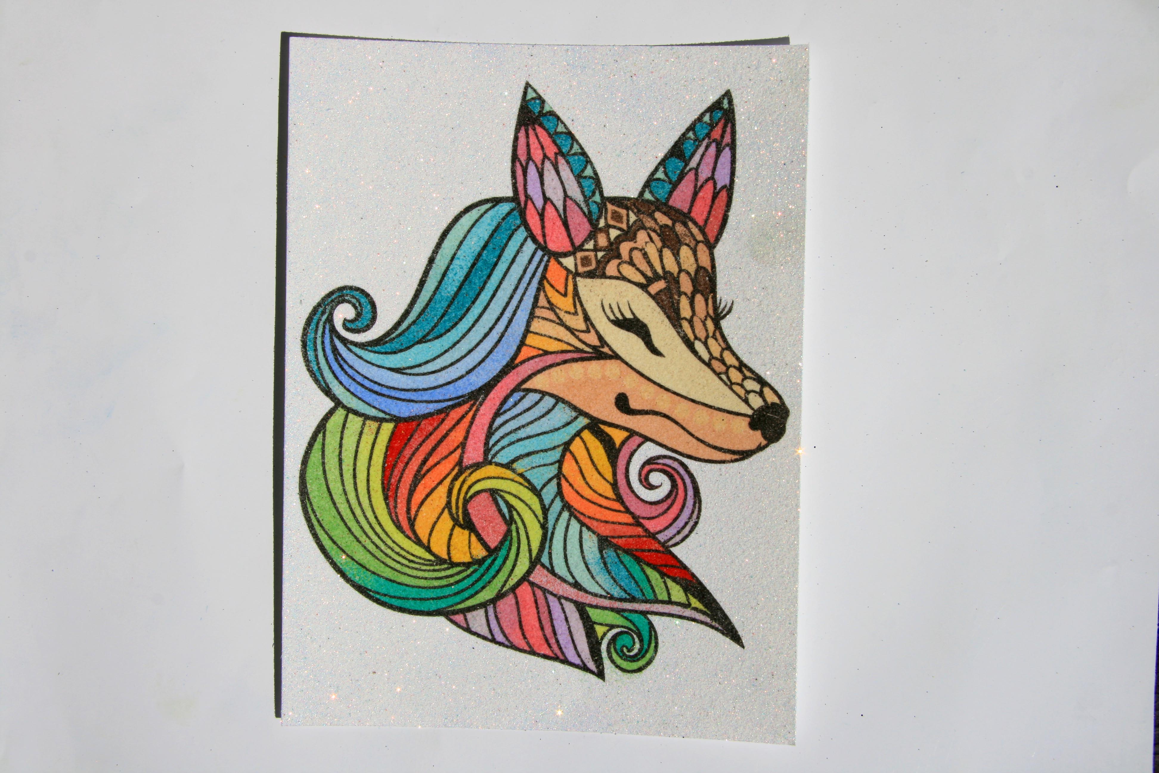 LIŠKA zentangle / 15x20 cm