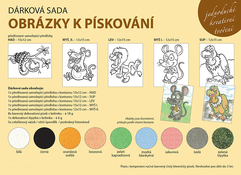 sada VESELÁ ZVÍŘÁTKA / 15x12 cm