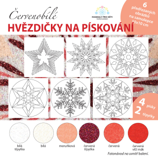 sada Vánoční HVĚZDY – ČERVENOBÍLÉ/10x10 cm