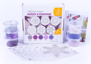 sada Vánoční HVĚZDY – FIALOVOSTŘÍBRNÉ / 10x10 cm
