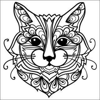 KOČKA zentangle / 20x20 cm